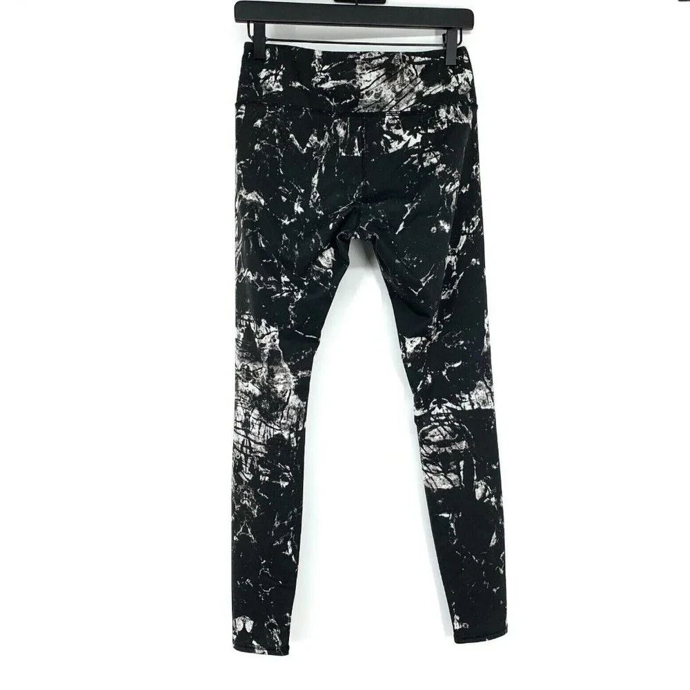 ALO Leggings Black White Marbled Tie Dye Mid Rise Full Length_6